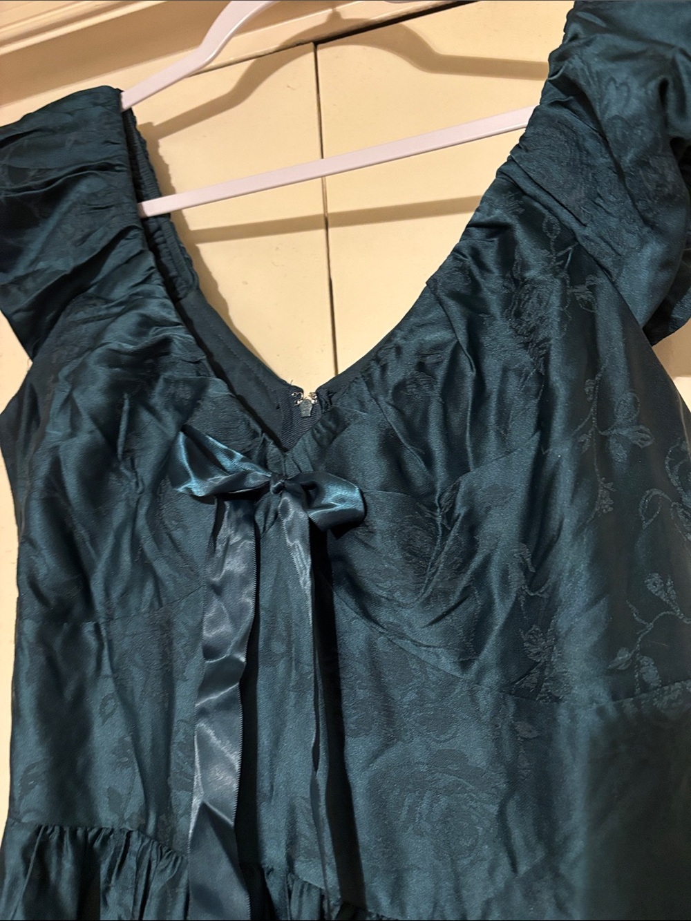 Teal Ruffled Tiered Maxi Dress with V-Neck